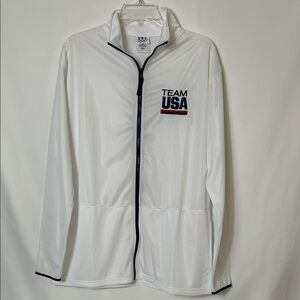 Team USA White Zip-Up Jacket Lightweight Mens Size Large With Pockets Olympics
